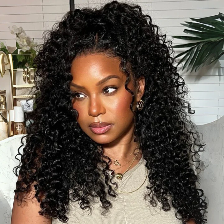 $100 Off| Deep Curly Snug Fit 360 Invisible Strap Glueless Lace Frontal Wig Flash Sale