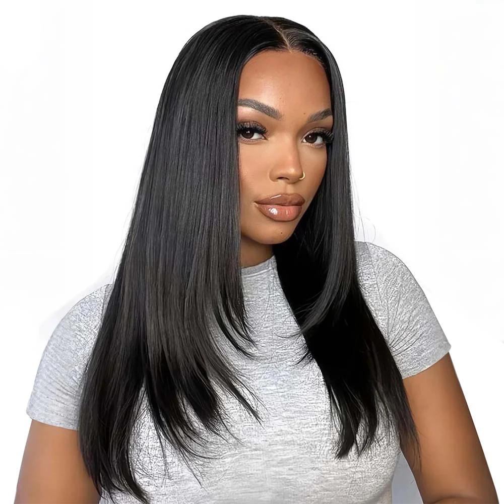 $100 Off Full $101| Yaki Straight Throw On & Go Glueless Butterfly Layered Haircut Lace Wig Flash Sale