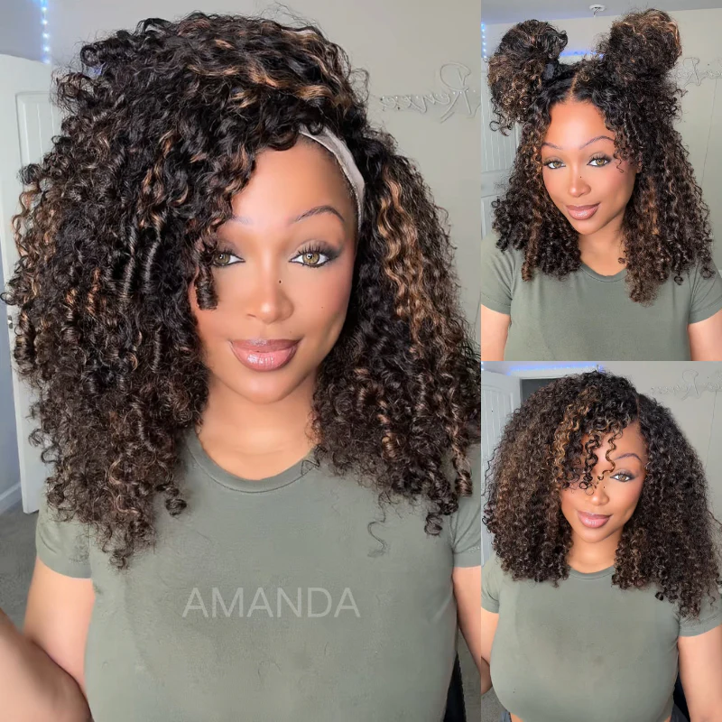 Amanda Luxury 7x5 Burmese Curly Brown Balayage Highlight Color Glueless HD Lace Human Hair Wig Flash Sale - Image 2
