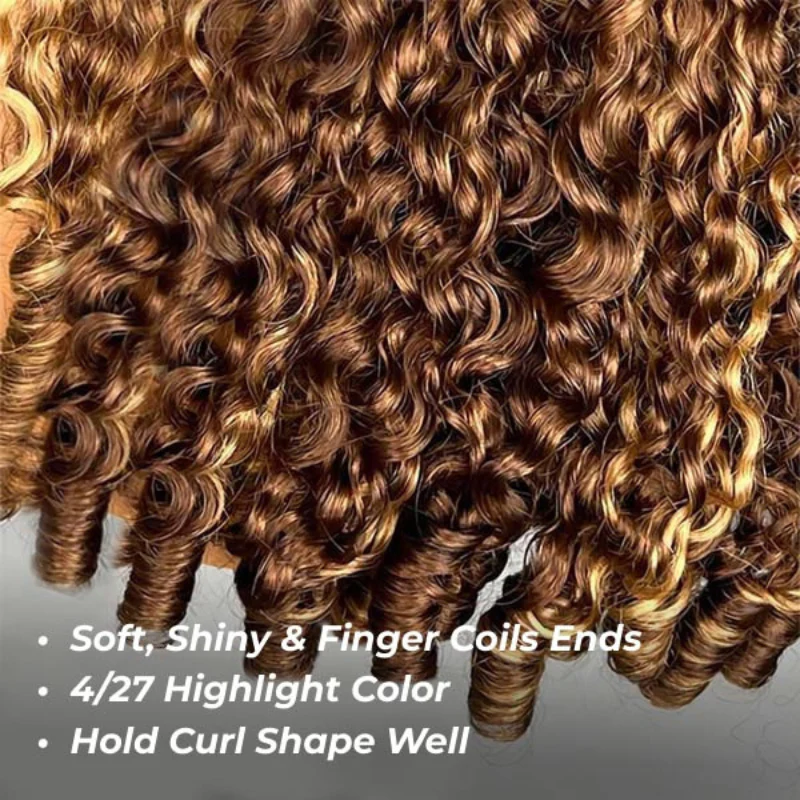 Burmese Curly Glueless Honey Blonde  Highlighted Color Water Wave 13x4 Lace Front Put On And Go Human Hair Wig Flash Sale - Image 13