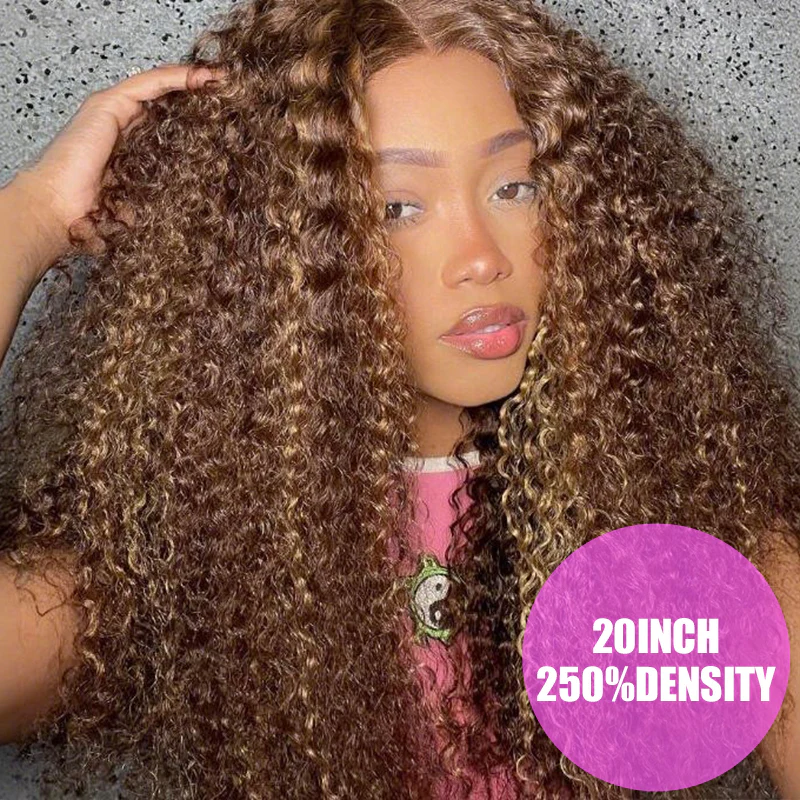 Burmese Curly Glueless Honey Blonde  Highlighted Color Water Wave 13x4 Lace Front Put On And Go Human Hair Wig Flash Sale - Image 16