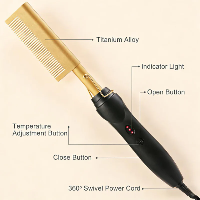 2-in-1 Heated Copper Comb Curling Brush & Electric Hair Straightener Flash Sale - Image 2