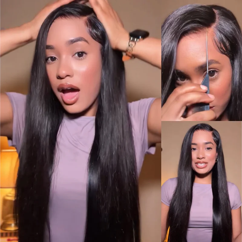 250% Density Double Drawn Straight Virgin Human Hair 13x6 HD Lace Frontal Glueless Wig Flash Sale - Image 5