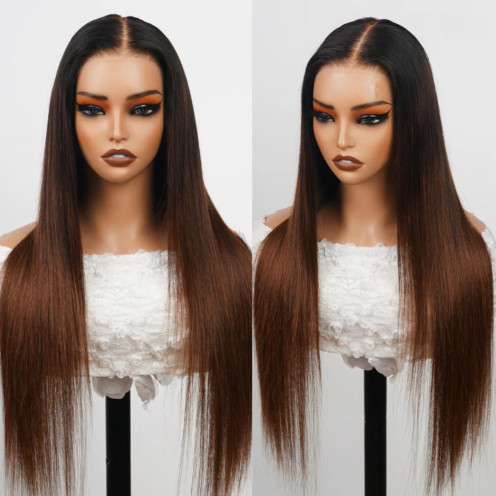 3 Bulk Flash Sale| 20" Ombre Brown Straight 6×4 Lace Closure Wig+20" 7×5 Glueless Lace Side Parting Straight Wig+20" Hair Clip×4pcs - Image 5