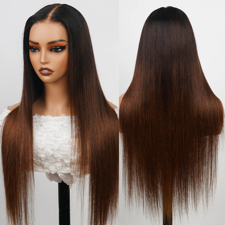 3 Bulk Flash Sale| 20" Ombre Brown Straight 6×4 Lace Closure Wig+20" 7×5 Glueless Lace Side Parting Straight Wig+20" Hair Clip×4pcs - Image 6