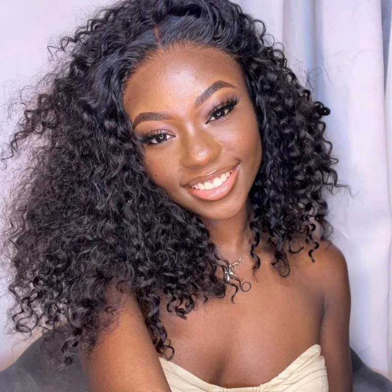 3 In 1 Half Wig | 300% Density Double Drawn Glueless Curly Human Hair Wig With Drawstring - Image 12