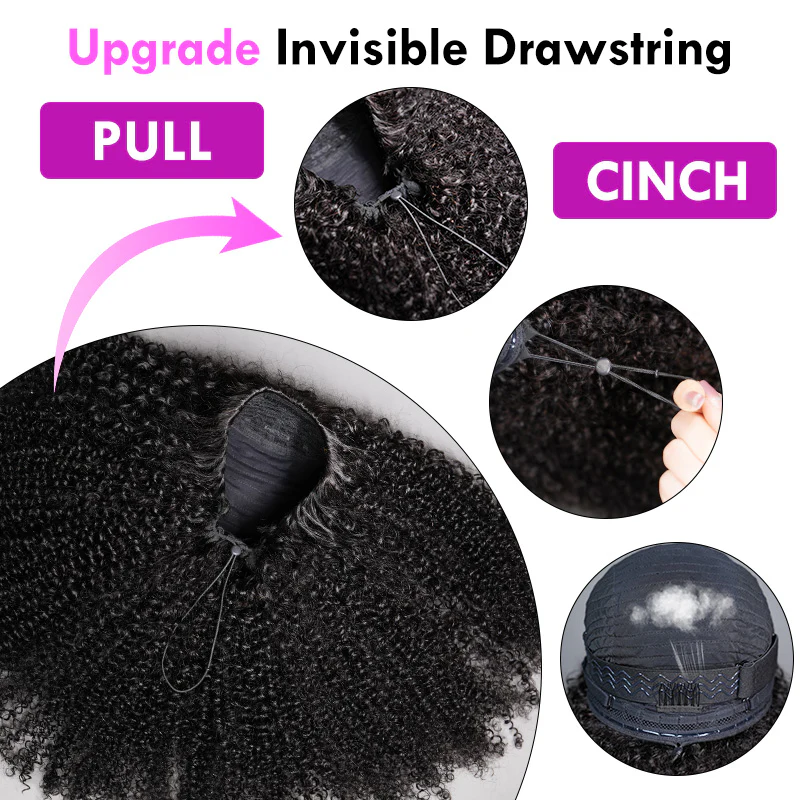 3 In 1 Half Wig | Honey Blonde Highlight Kinky Curly Put On & Go Invisible Drawstring Glueless Flip Over Half Wig - Image 11