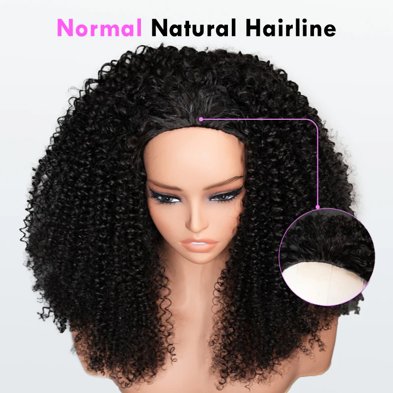 3 In 1 Half Wig | Honey Blonde Highlight Kinky Curly Put On & Go Invisible Drawstring Glueless Flip Over Half Wig - Image 5