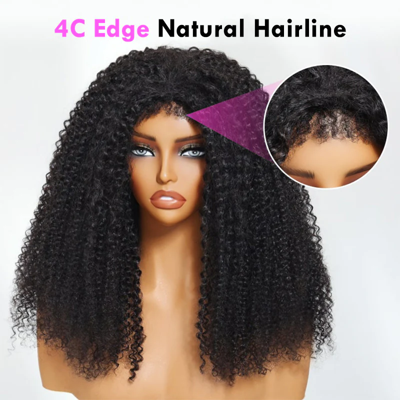 3 In 1 Half Wig | Honey Blonde Highlight Kinky Curly Put On & Go Invisible Drawstring Glueless Flip Over Half Wig - Image 6