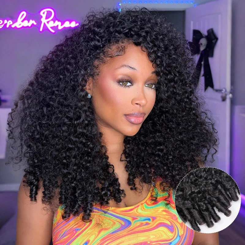 3 In 1 Half Wig Burmese Curly Spiral Curls End Glueless Flexible Fit Drawstring Put On And Go Flash Sale - Amanda Hair - Image 2