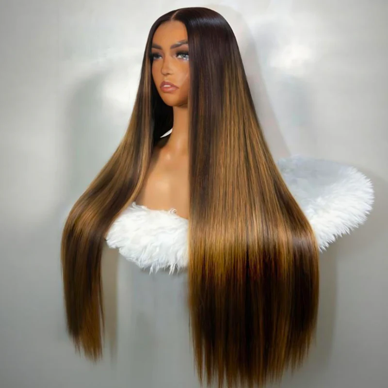 300% Density Balayage Highlights Straight Glueless Wig - 7x5/13x4 HD Lace - Image 3