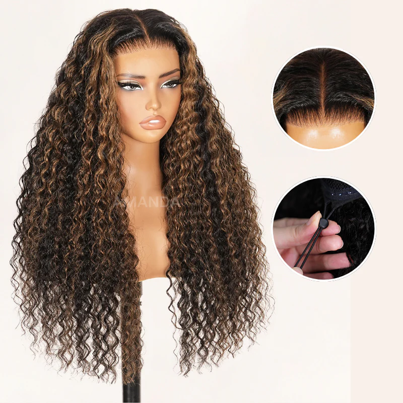 300% Density Brown Highlight Burmese Curly 13x6 Lace Front HD Transparent Lace Glueless Human Hair Wig - Image 10