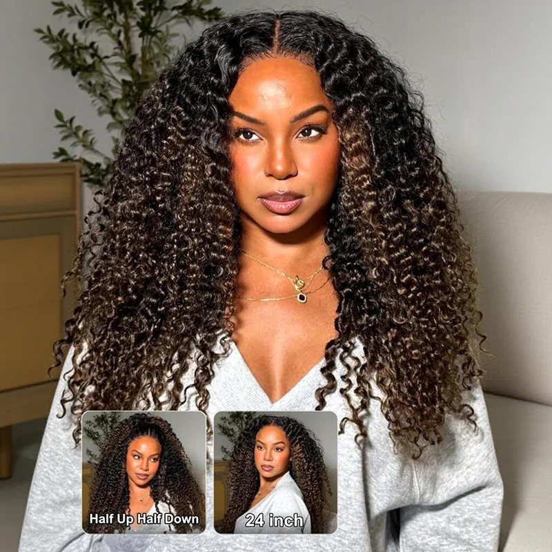 300% Density Brown Highlight Burmese Curly 13x6 Lace Front HD Transparent Lace Glueless Human Hair Wig - Image 14