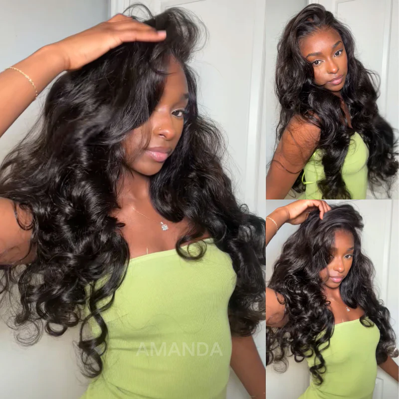 300% Density Luxury custom wigs Curtain Bangs Loose Wave Glueless 13x4 Lace Front Wigs Clear Transparent  -Amanda Hair - Image 2