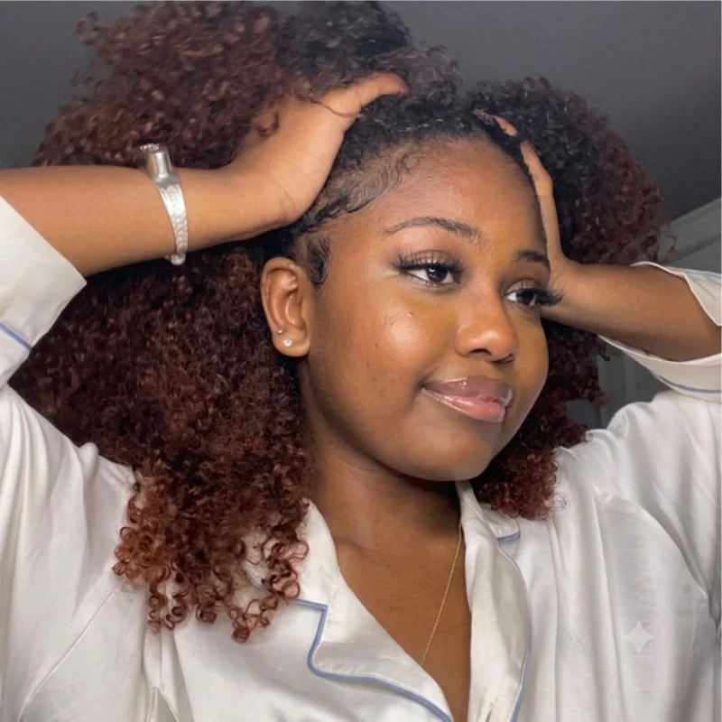 Amanda 7x5/13×6 HD Glueless Lace 300% Density Deep Curly Wig | Ombre Brown & Dark Reddish Brown - Image 4