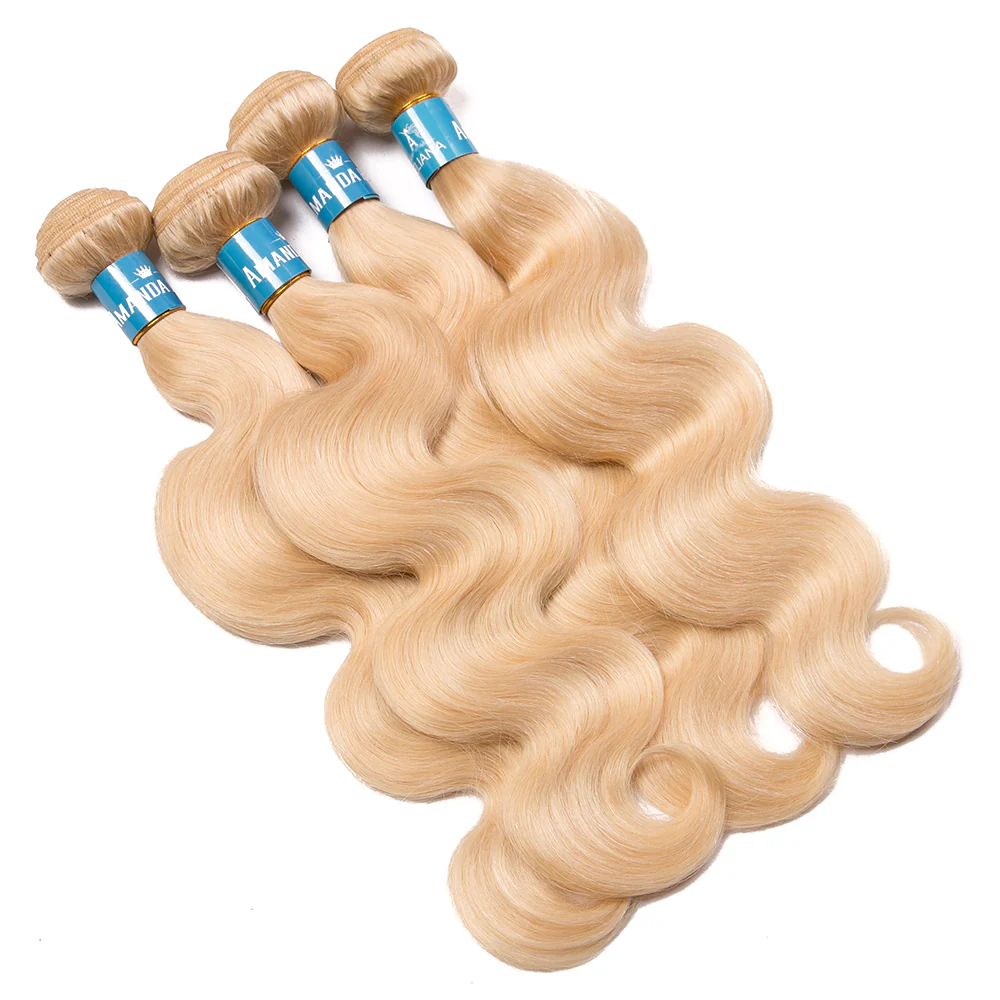 613# Blond Color Body Wave Hair Weave 4 Bundles 100% Human Hair - Amanda Hair - Image 2