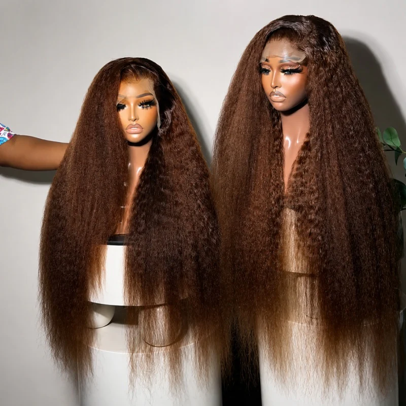Amanda 7x5/13×6 HD Glueless Lace250% Density Kinky Straight Wig | Ombre Brown & Chocolate Brown - Image 4