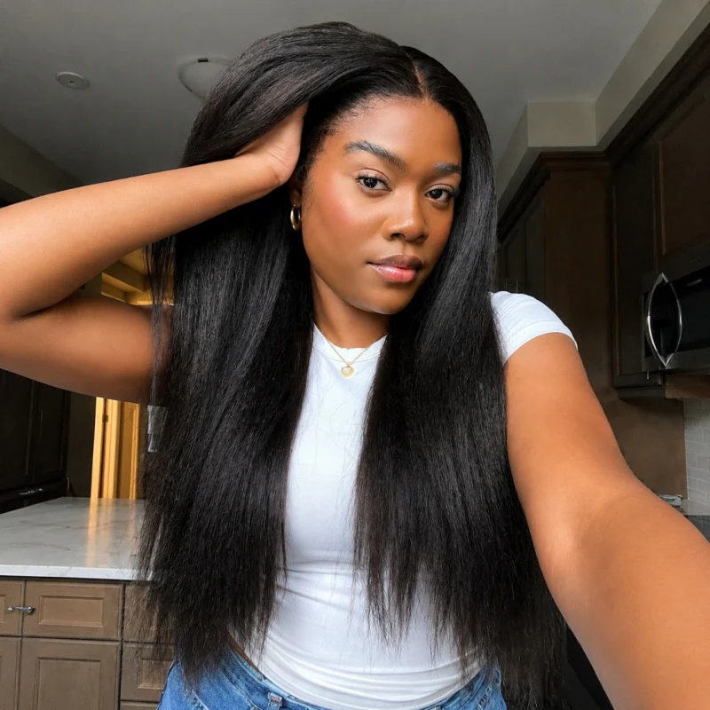 Amanda 7x5/13×6 HD Glueless Lace250% Density Kinky Straight Wig | Ombre Brown & Chocolate Brown - Image 8