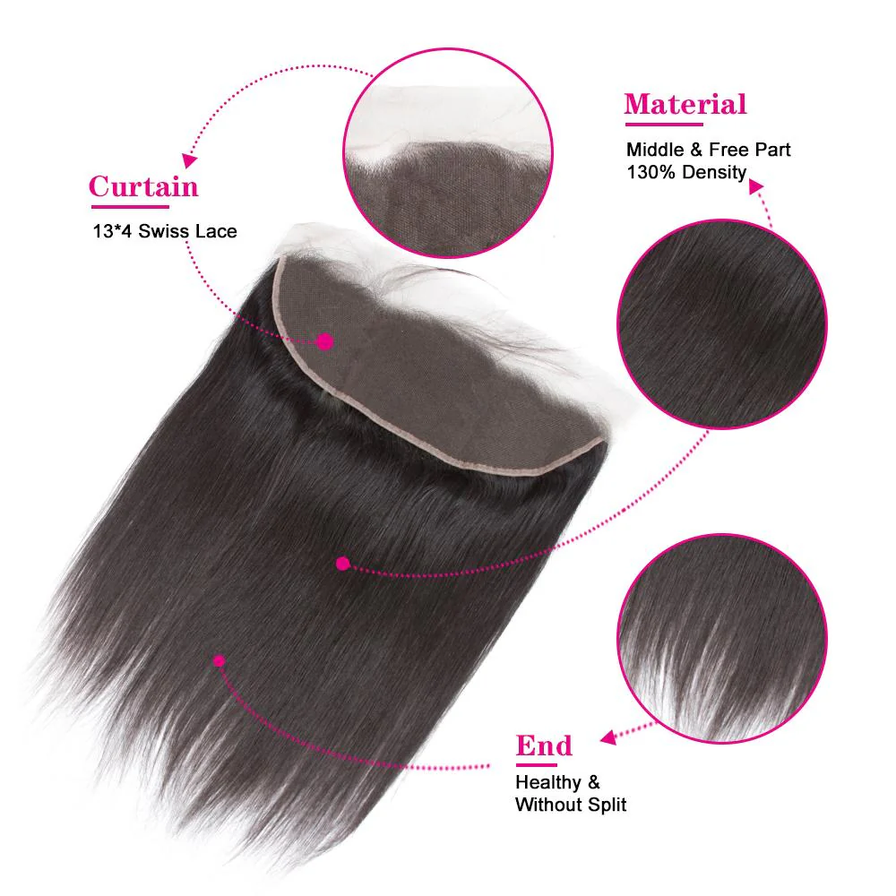 Brazilian Straight Hair 3 Bundles With 13*4 Lace Frontal 9A Grade 100% Unprocessed Human Hair No Tangles - Amanda Hair - Image 7