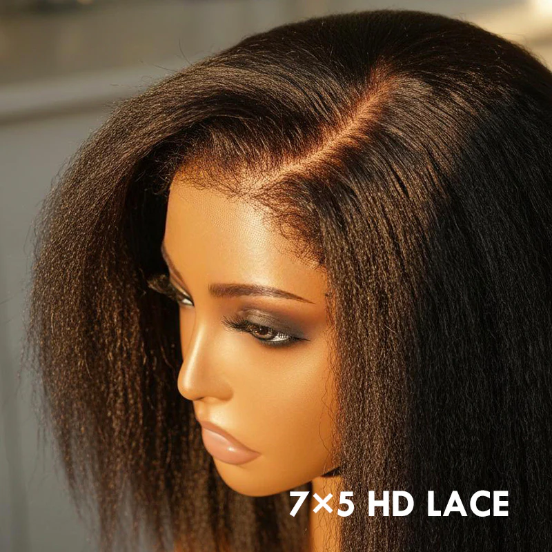 Amanda Hair 7×5 Lace Kinky Straight Bob Glueless Human Hair Wig - Image 2