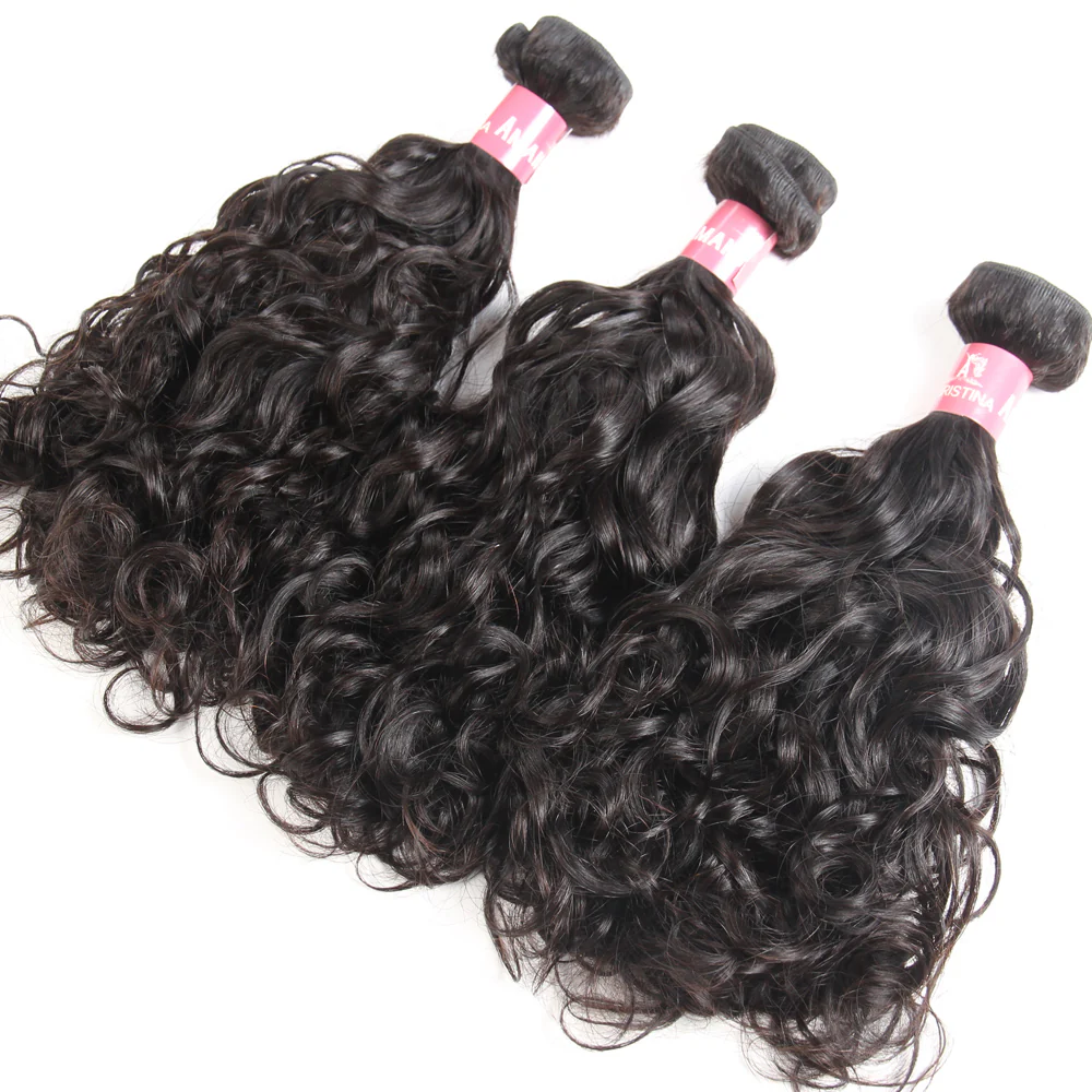 Amanda Hair Malaysian Water Wave 3 Bundles With 13*4 Lace Frontal 10A Grade 100% Remi Human Hair Attractive Curly Wave Hair - Image 3