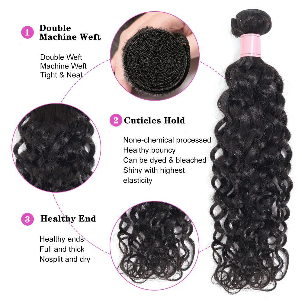 Amanda Hair Malaysian Water Wave 3 Bundles With 13*4 Lace Frontal 10A Grade 100% Remi Human Hair Attractive Curly Wave Hair - Image 4