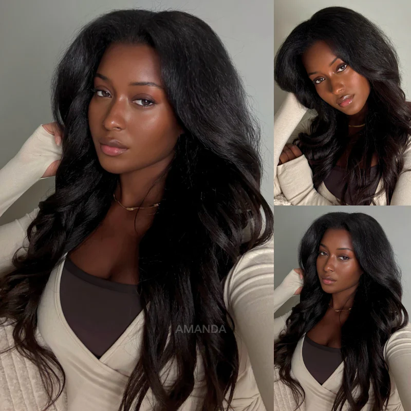 Kinky Straight 7x5 / 13x6 HD Transparent Lace Front Wigs 100% Human Virgin Hair For Women  -Amanda Hair