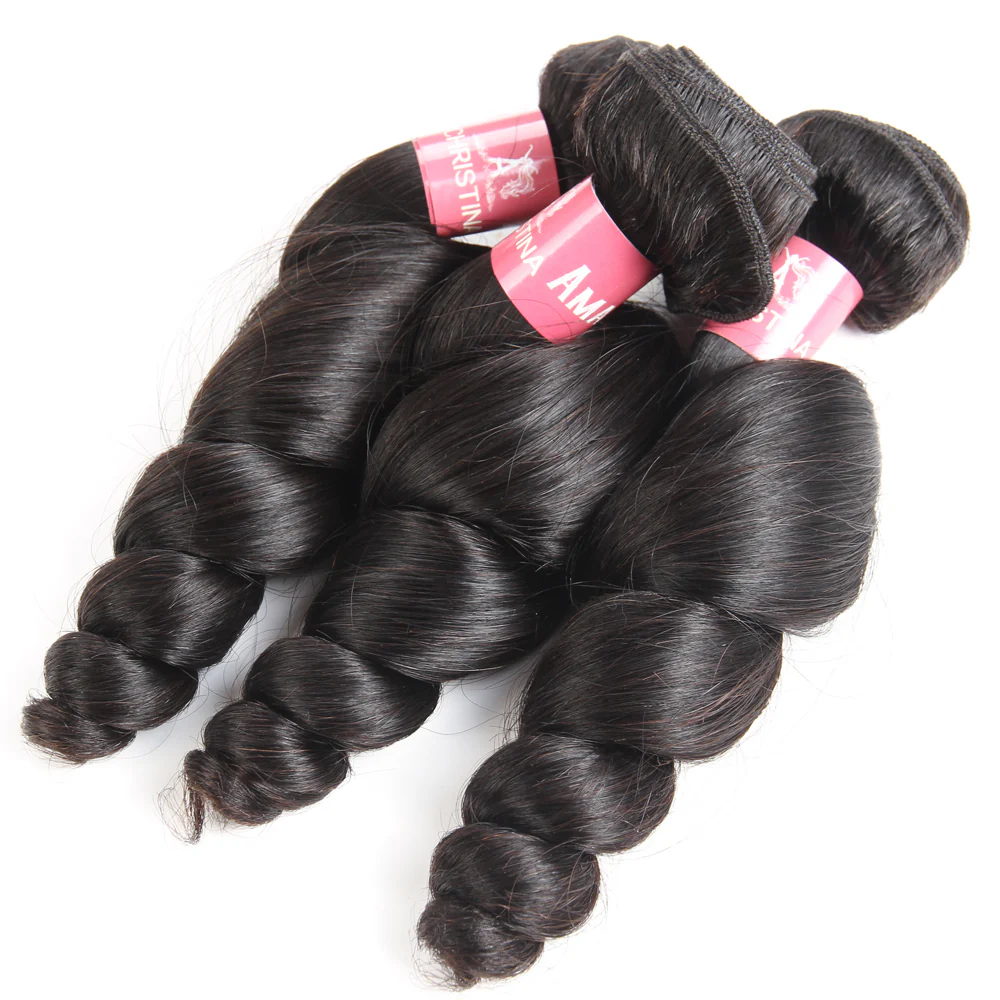 Amanda Peruvian Hair Loose Wave 3 Bundles With 4*4 Lace Closure 10A Grade 100% Remi Human Hair Hot Sell Wave Bundles Hair Extensions - Image 3