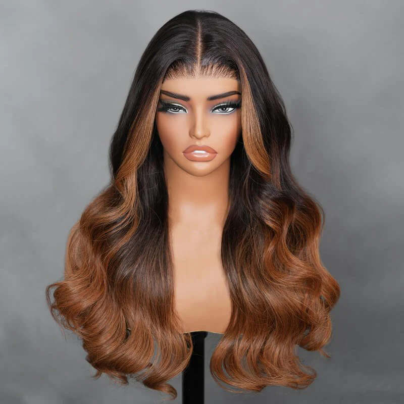 Body Wave Put On & Go Ombre Brown Invisible Drawstrings Pre-Cut HD Transparent Lace Glueless Wig-Amanda Hair - Image 3