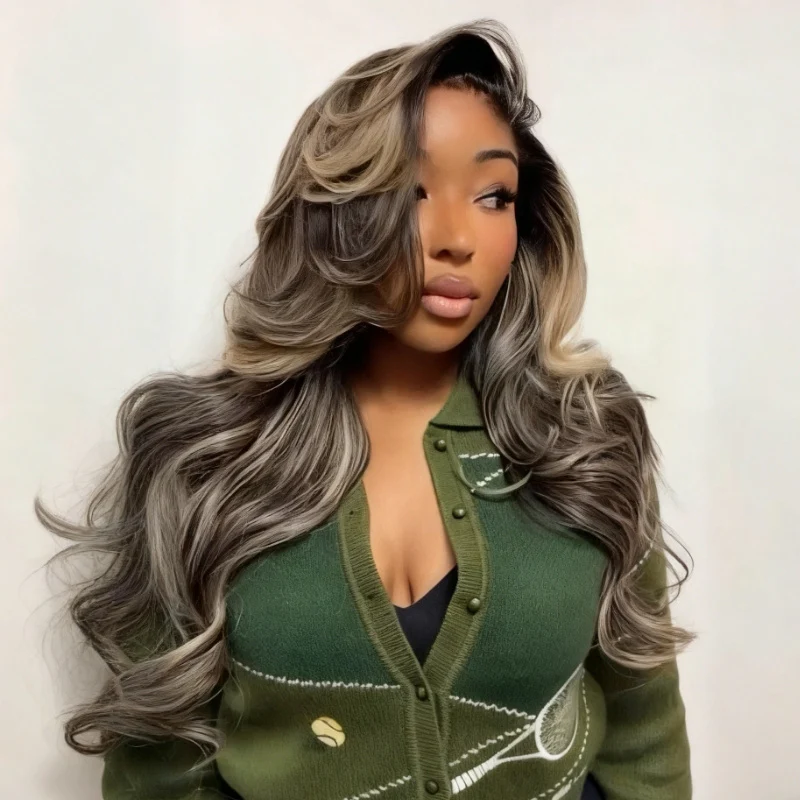 Balayage Highlight Light Blonde Loose Wave 7x5 Lace Closure / 13x4 Lace Front Ombre Color Wig With Baby Hair - Amanda Hair - Image 2