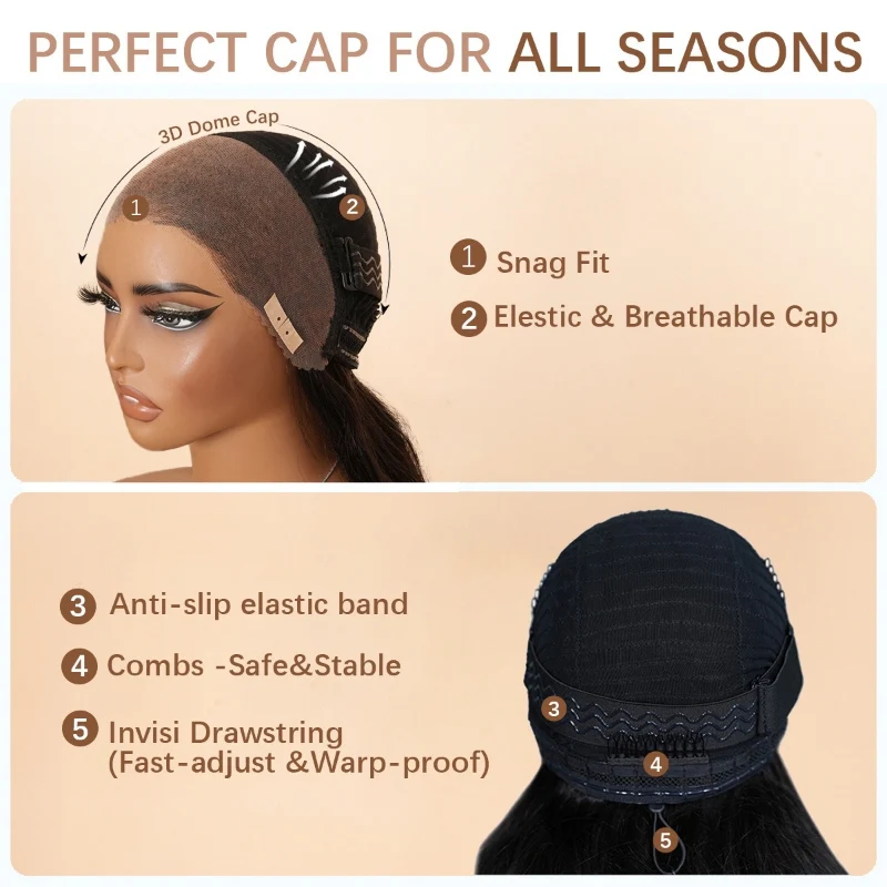 Extra 50% Off | Put On & Go Glueless 3D Body Wave Highlight Balayage Brown Invisible Drawstring 7*5/13*4 Lace Front Wig - Image 8