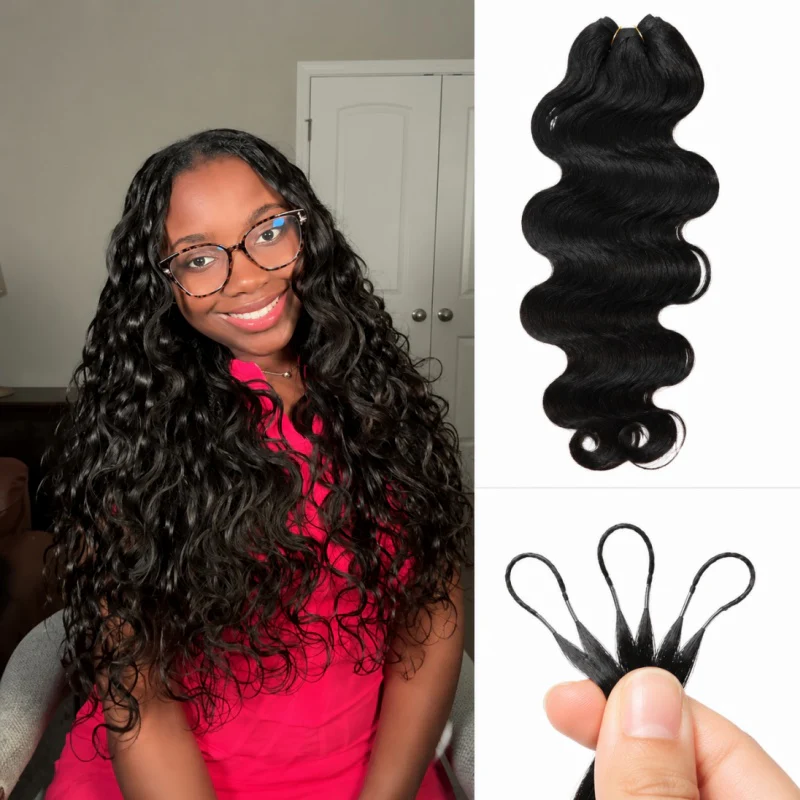 Body Wave Feather Crochet Human Hair for Miracle Knots Boho Braids | Honey Blonde & Brown Highlights
