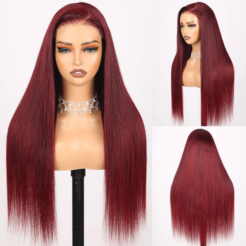 Bogo Flash Sale| 14" Water Wave Lace Closure Wig + 12" Red 99J Color 13*4 Lace Front Wig - Image 5