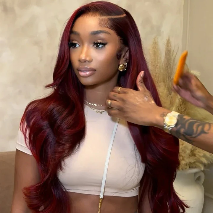 Bogo Flash Sale| Glueless 7×5 Loose Wave Lace Wigs with Curtain Bangs + Dark 99J Burgundy Glueless 13x4 Lace Frontal Wig - Image 5