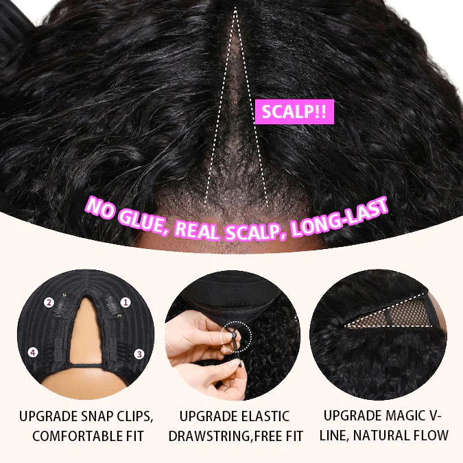 Bogo Flash Sale| Pre Everything Long Curly Hair 13x4 Lace Frontal Wig + Yaki Straight Chestnut Brown Ombre Color New V Part Wig - Image 12