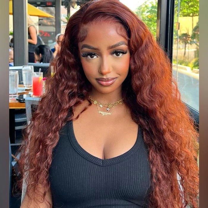 Bogo Flash Sale| Top-Selling Loose Wave Glueless 6x4 Lace Wig with Curtain Bangs + Long Water Wave Reddish Brown 7x5 Lace Wig - Image 5