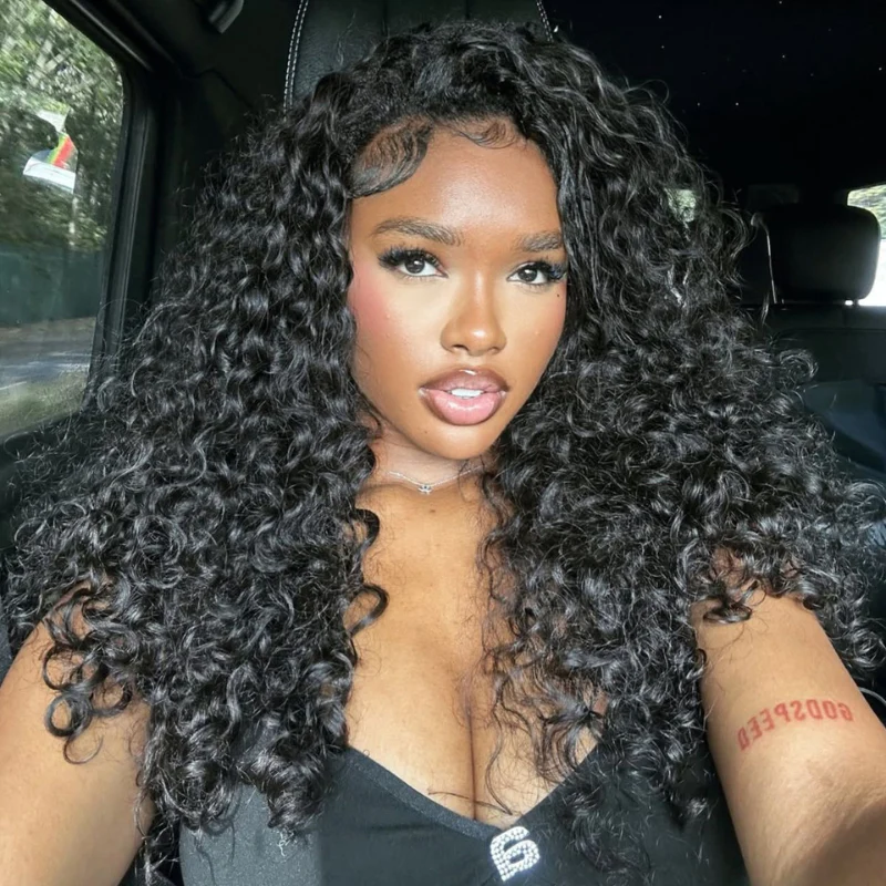 Bouncy Deep Wave Glueless Lace Wig Pre Cut Lace with Natural Hairline Clear Transparent Lace Front/Closure Natural Black Human Hair Wig - Amanda Hair - Image 4