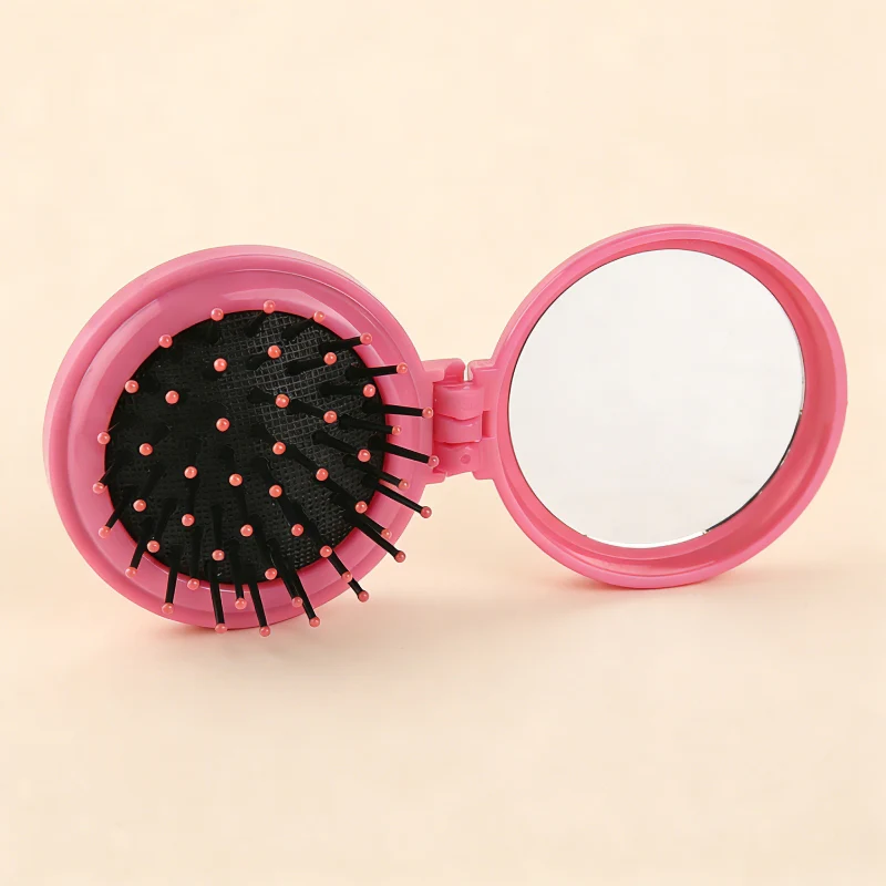 Mirror Comb Foldable Flip Hair Brush with Integrated Makeup Mirror Flash Sale - Image 3
