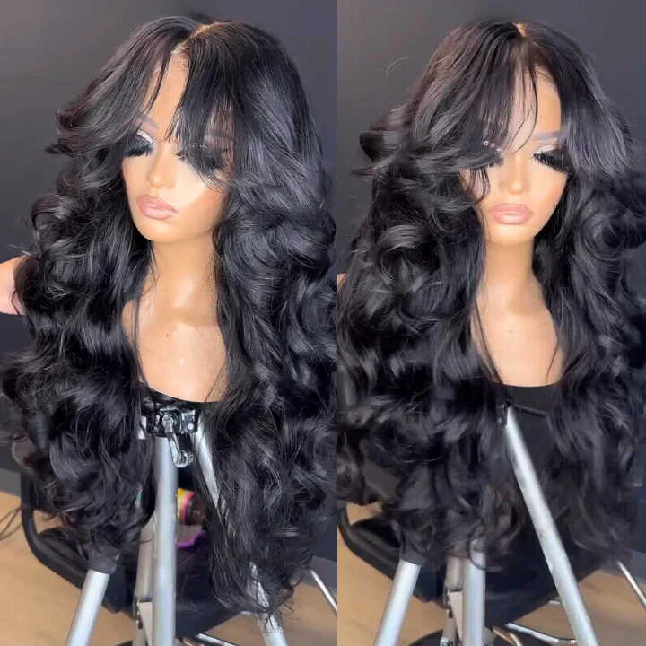 Curtain Bangs Loose Wave Glueless Lace Front Wigs+Loose Wave Ginger Brown 13*4 Lace Front Wigs Flash Sale - Image 2