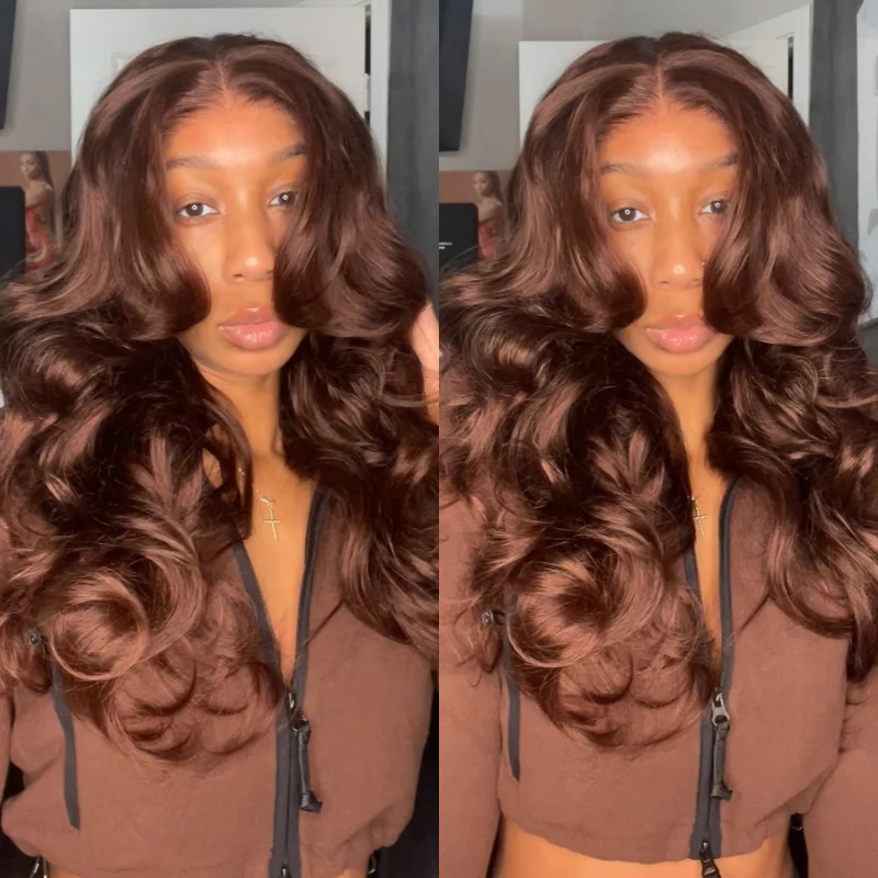 Dark Brown Colored Straight 13x4 Lace Front Wigs HD Transparent Lace 180% Density Human Hair Wigs Flash Sale - Image 2