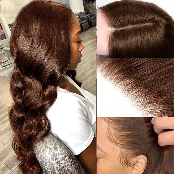 Dark Brown Colored Straight 13x4 Lace Front Wigs HD Transparent Lace 180% Density Human Hair Wigs Flash Sale - Image 5
