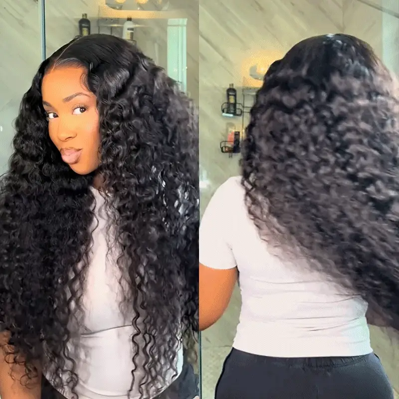 $199=28‘’ | Pre Everything Deep Curly 13x4 HD Transparent Full Lace Frontal Glueless Human Hair Wig Flash Sale