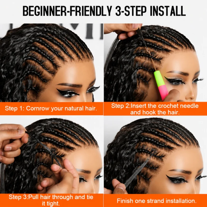 Feather Crochet Human Hair Bundles Water Wave / Body Wave for Boho Braids with Miracle Knots Flash Sale - Image 20