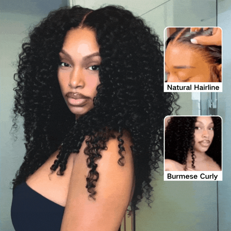 200% Double Drawn Density Burmese Curly Glueless 13x6 HD Lace Wig