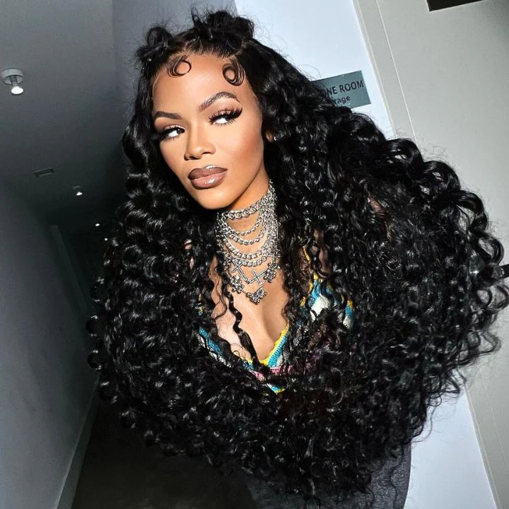300% Density Glueless Deep Wave 7x5 / 13x4 Transparent HD Lace Front Wig Pre Plucked Hairline Virgin Human Hair  - Amanda Hair - Image 2
