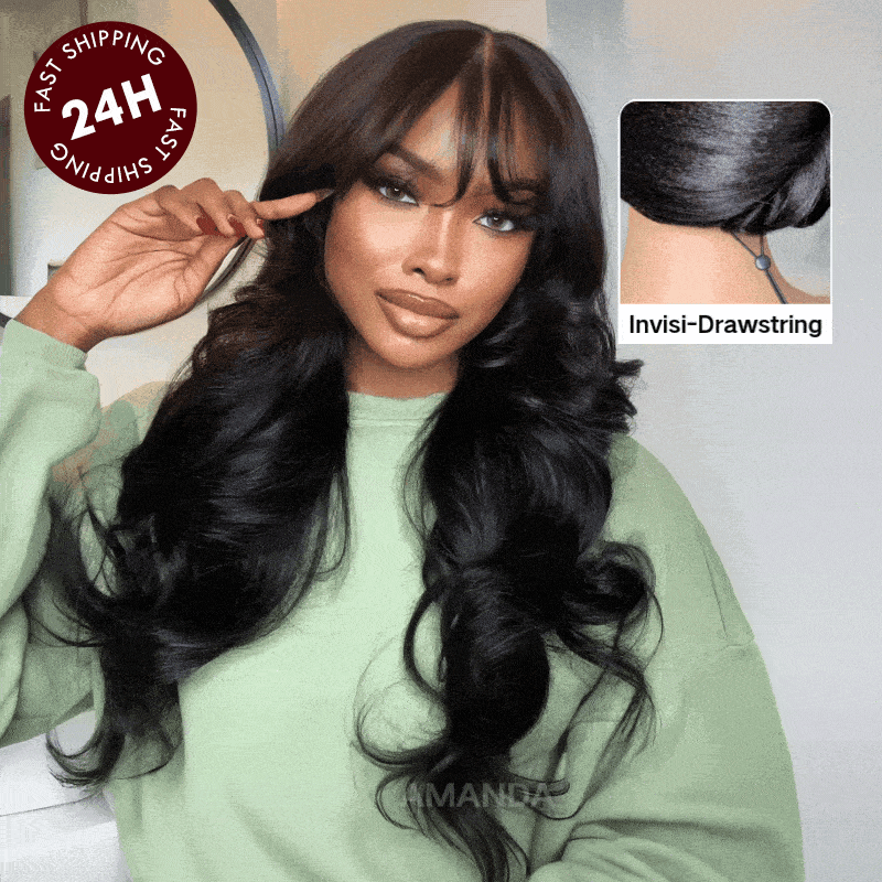Extra 50% Off | Loose Wave 13x4 Pre-Everything Lace Frontal Fluffy Wig With Face Framing Bangs And Invisi-Drawstring - Image 3