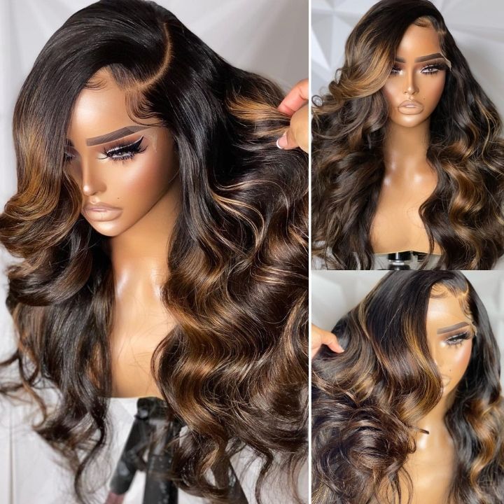 Extra 60% OFF | Glueless Balayage Light Brown Transparent Lace Body Wave Wigs-Flash Sale