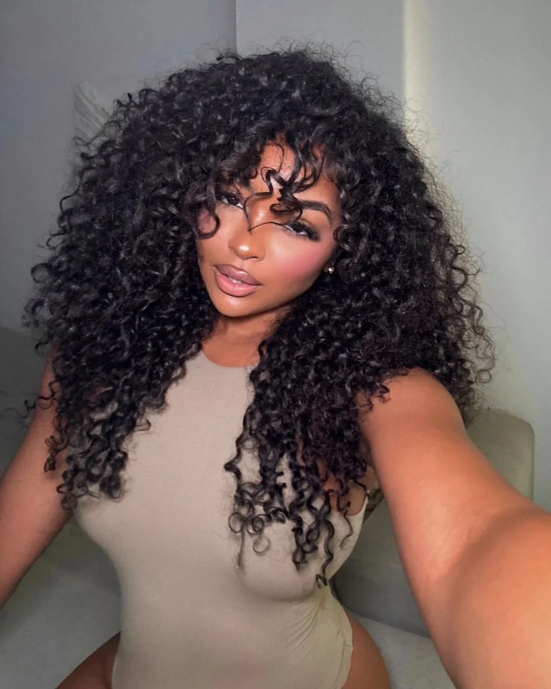 Extra 60% OFF| Glueless Deep Curly Clear HD Lace Closure Wigs with Bangs Flash Sale - Image 3
