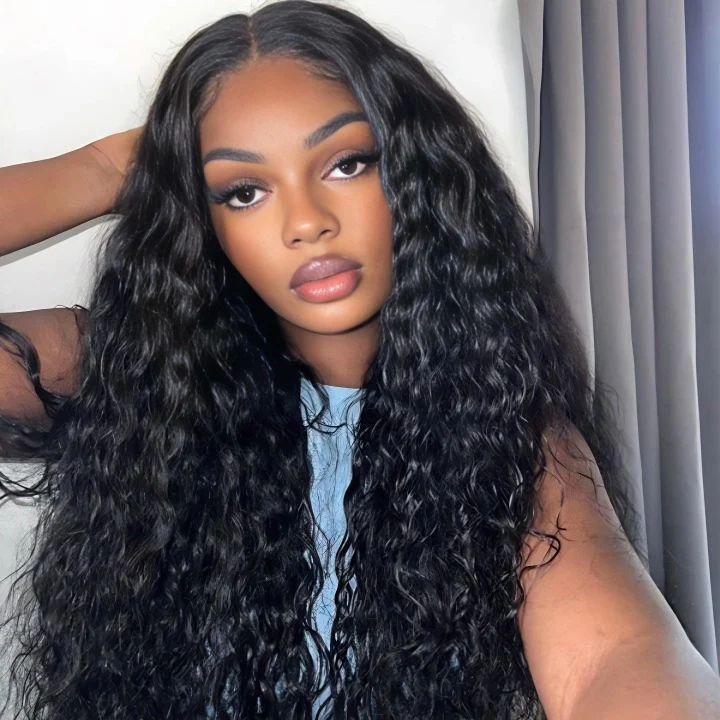 Extra 60% OFF|  Glueless Water Wave 7x5/ 13x4 Transparent HD Lace Wig Pull and Go Invisible Drawstring Wigs Flash Sale