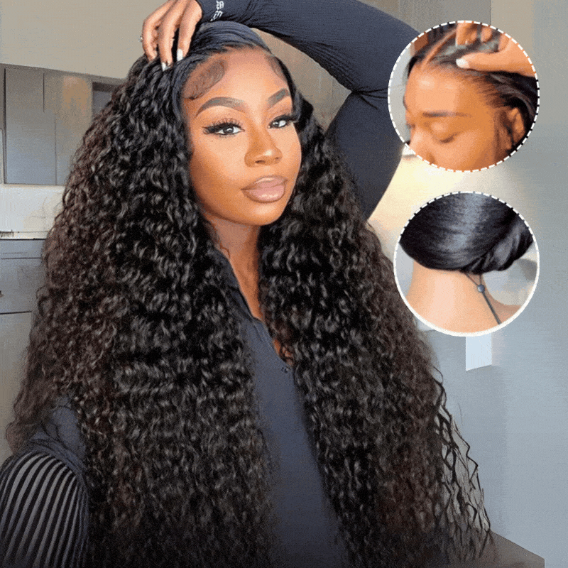 Extra 60% OFF|  Glueless Water Wave 7x5/ 13x4 Transparent HD Lace Wig Pull and Go Invisible Drawstring Wigs Flash Sale - Image 2